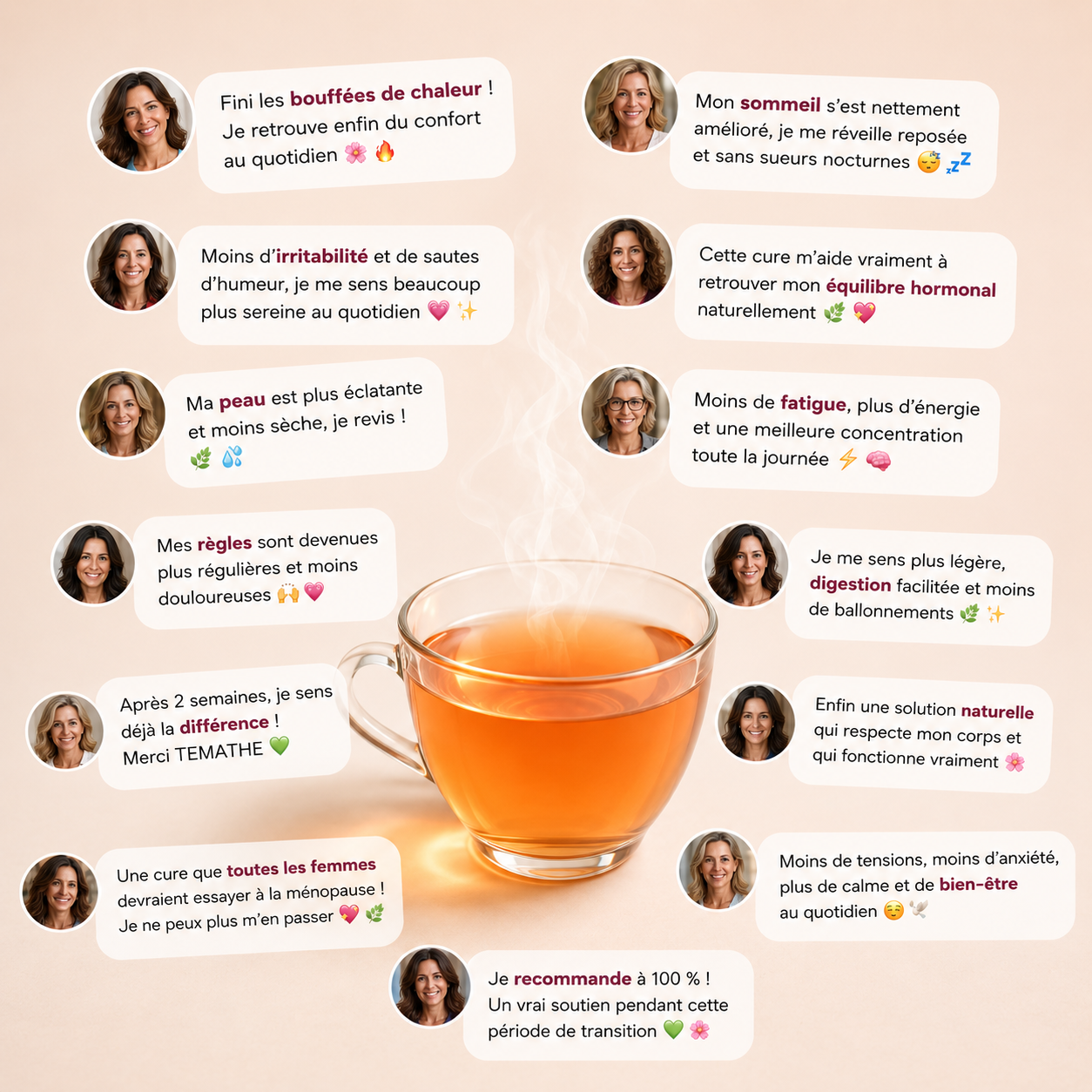 Thé Ménopause™ – Bouffées de Chaleur, Sommeil & Équilibre Hormonal
